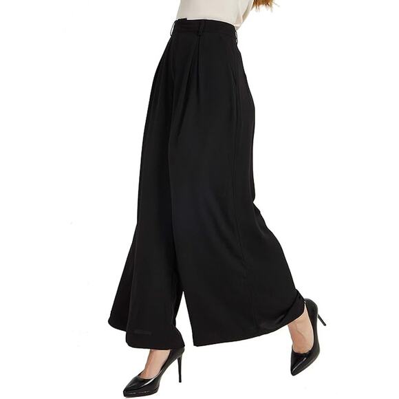 NWT ~ Women's Black Wide Leg Flowy Pockets Palazzo Pants ~ Size SMALL - Picture 1 of 3
